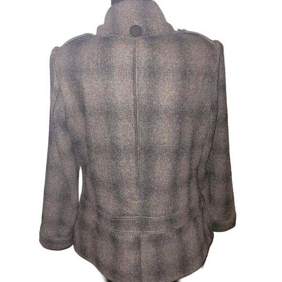 Le Chateau Grey Checkered Wool Blend Blazer Coat L - Picture 6 of 7